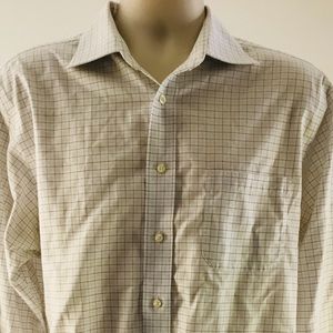 Jos A. Bank Mens White Grid Oxford shirt 16.5